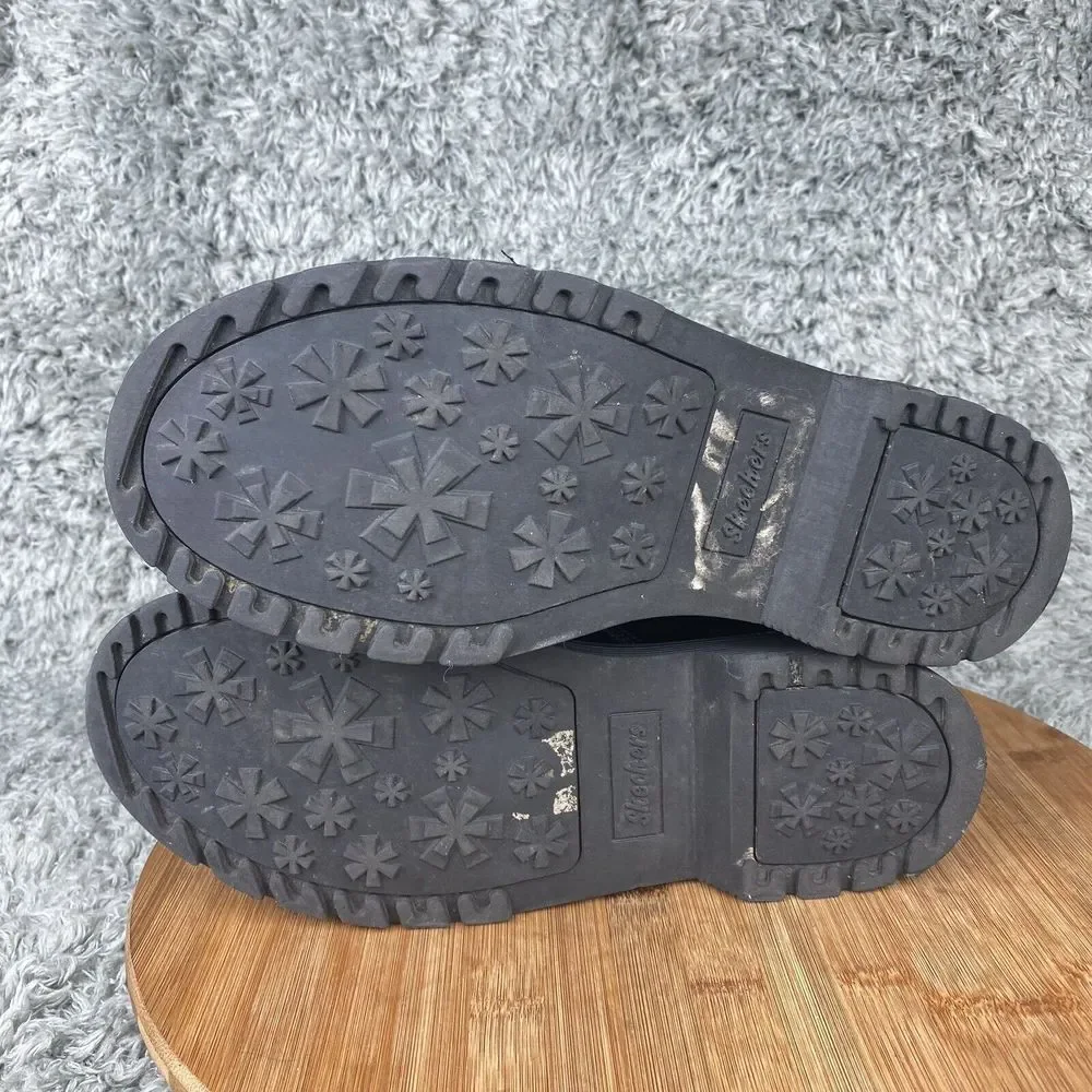 Skechers Lil Scouts Hiking Boots Size 5 Lace Up Zipper Synthetic Black